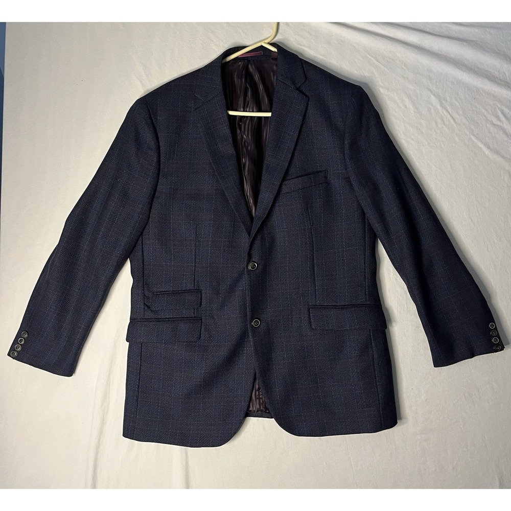 Johnson and Murphy Wool Sports Coat Jacket Blazer Men's Size Large Plaid Dress